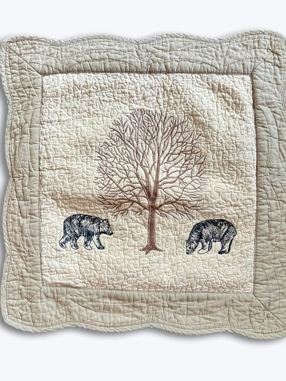 Donna Sharp Bear Creek Quilted Square Sham Pillow Cover 21x21 Tree Cabin Lodge